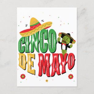 Cinco De Mayo with Hat Cactus Funny Cinco De Mayo Vykort