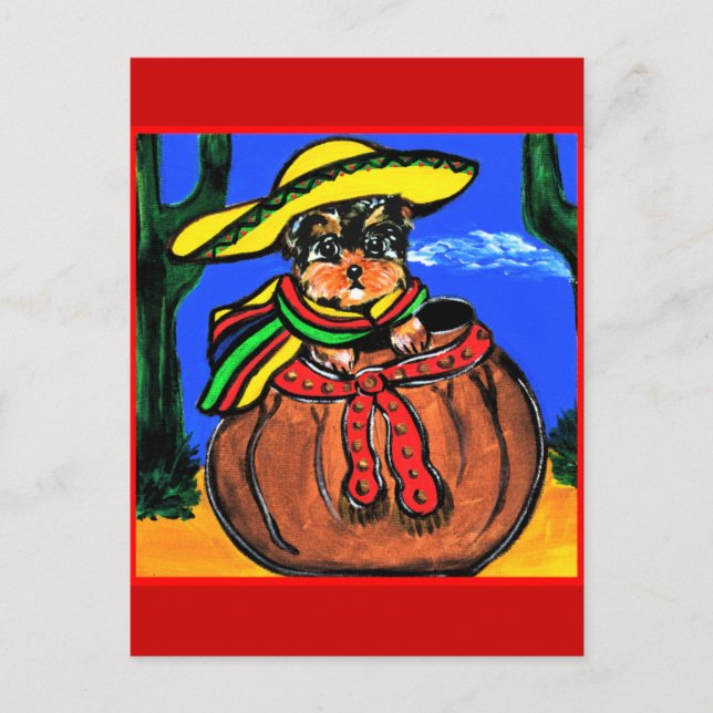 Cinco de Mayo Yorkie Poo Vykort (Framsida)