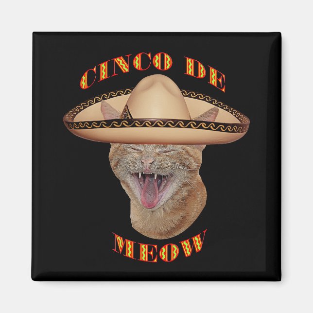 Cinco De Meow Cat Cinco De Mayo Mexiko Magnet (Framsidan)