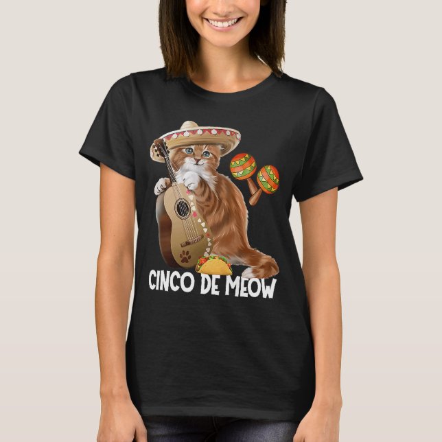 Cinco De Meow Cinco De Mayo Cat Costume T Shirt (Framsida)