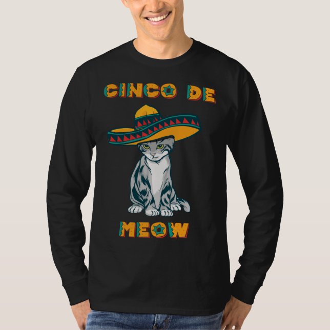 Cinco de Meow Cinco de Mayo Fifth May Mexico Fiest T Shirt (Framsida)