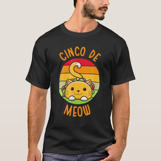 Cinco De Meow Cinco De Mayo Funny Tacos Cat Lover T Shirt (Framsida)