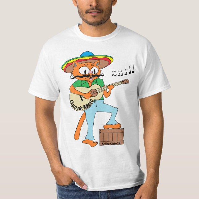 Cinco de Meow Cinco de Mayo Mexikanska Tecknaden C T Shirt (Framsida)