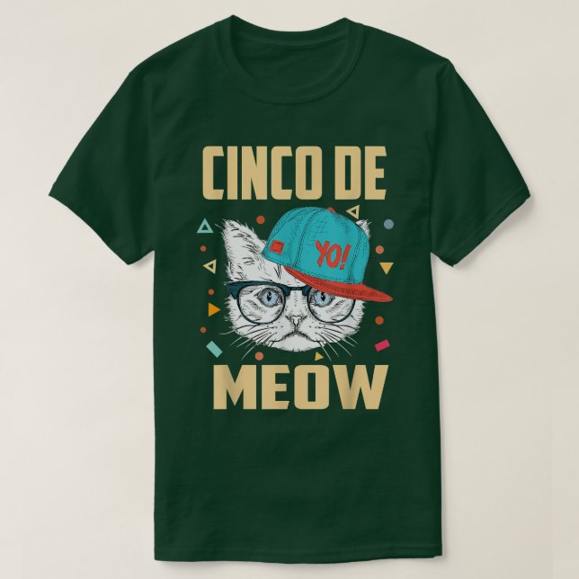 Cinco De Meow Coola Cat Bära Hat Cinco De Mayo Cat T Shirt (Design framsida)