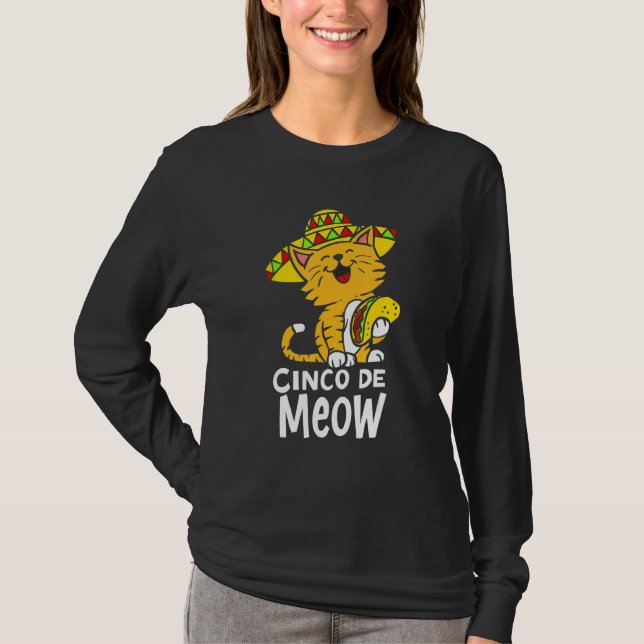 Cinco de Meow Cute Cinco de Mayo Sombrero Taco Cat T Shirt (Framsida)