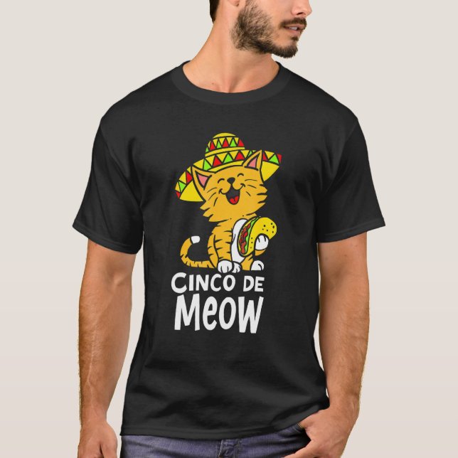 Cinco de Meow Cute Cinco de Mayo Sombrero Taco Cat T Shirt (Framsida)