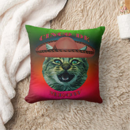 Cinco De Meow Grått Cat Cinco De Mayo Mexiko Kudde