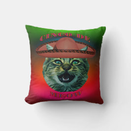 Cinco De Meow Grått Cat Cinco De Mayo Mexiko Kudde