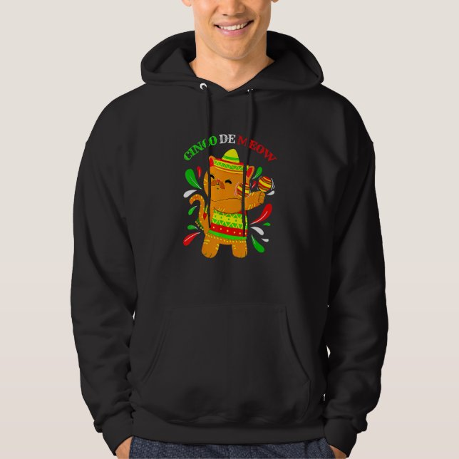 Cinco De Meow Ideas Cinco De Mayo Cat Owner Hoodie (Framsida)