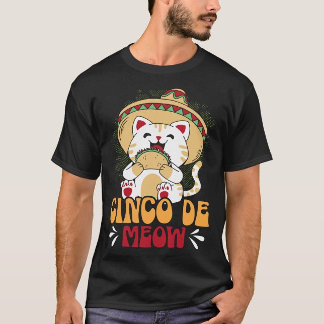 Cinco de Meow Katt Mexiko Pride Mexikansk Cinco De T Shirt (Framsida)