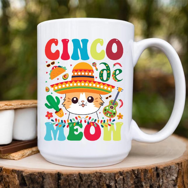 Cinco De Meow | Lättare mexikan Cat Cinco De Mayo Kaffemugg (Cinco De Meow | Funny mexican Cat Cinco De Mayo Coffee Mug)