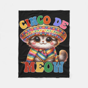 Cinco De Meow Rolig Söt Katt Med Sombrero Cinco D Fleecefilt