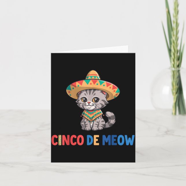 Cinco De Meow Roligt Sombrero Katt Cinco De Mayo Kort (Framsida)