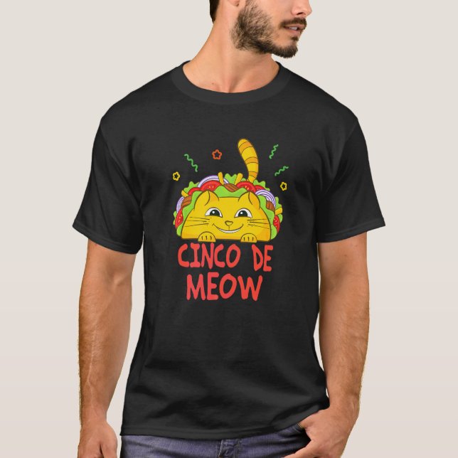 Cinco De Meow Taco Katt Cinco De Mayo T Shirt (Framsida)