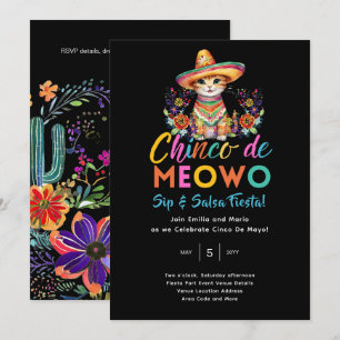 Cinco De Meowo Roligt Cat Fiesta Party Time Inbjudningar
