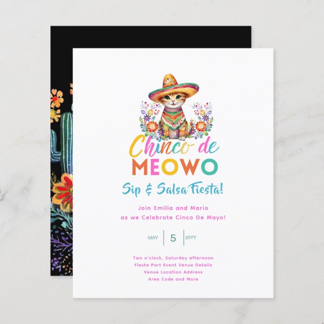 Cinco De Meowo Sip och Salsa Funny Fiesta Cat (Fram/baksida)