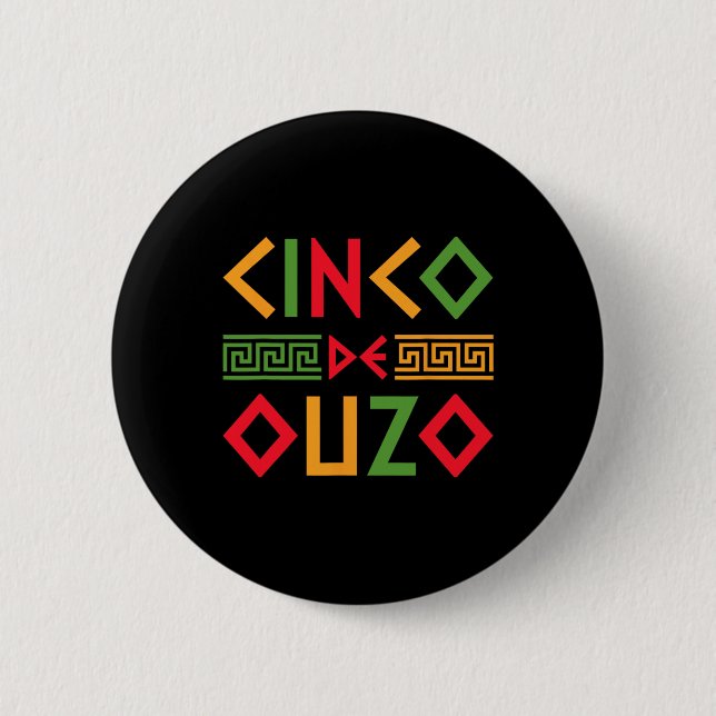 Cinco De Ouzo Retro Funny Grekiska Påsk Cinco De M Knapp (Framsida)
