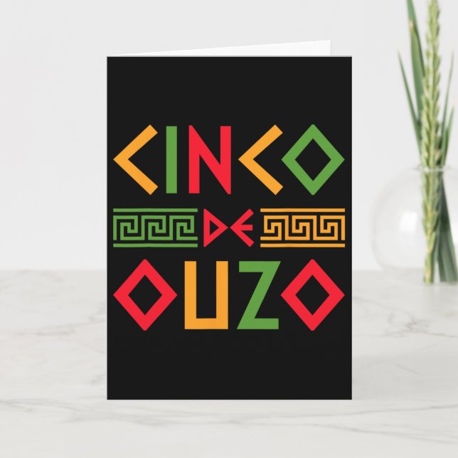 Cinco De Ouzo Retro Rolig Grekisk Påsk Cinco De Ma Kort (Framsida)