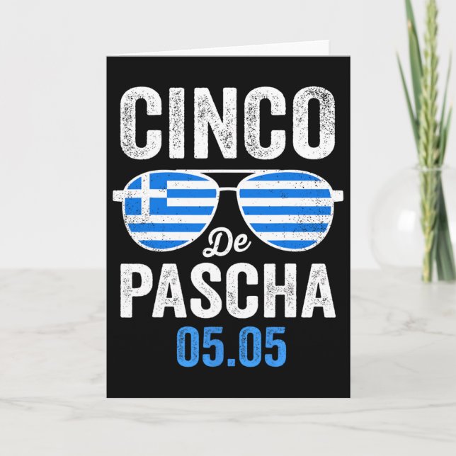 Cinco De Pascha Grekland Flagga Rolig Grekisk Påsk Kort (Framsida)