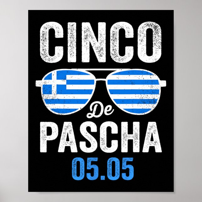 Cinco De Pascha Grekland Flagga Rolig Grekisk Påsk Poster (Framsidan)