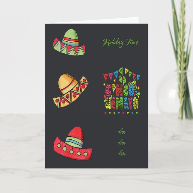 Cinco deMayo-helgdags mexikanska hattar Kort (Framsida)