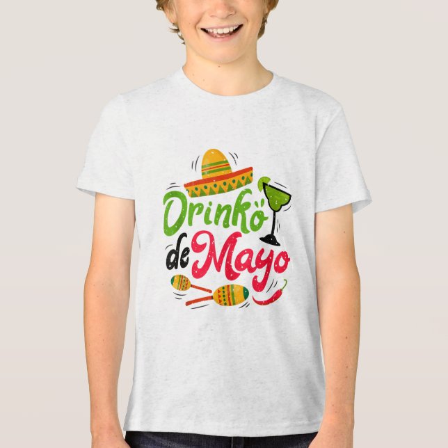 Cinco Drinko De Mayo Manar Kvinnor som dricker Teq T Shirt (Framsida)