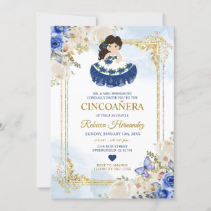 CINCOAÑERA Royal Blue Mexican Girl Inbjudningar