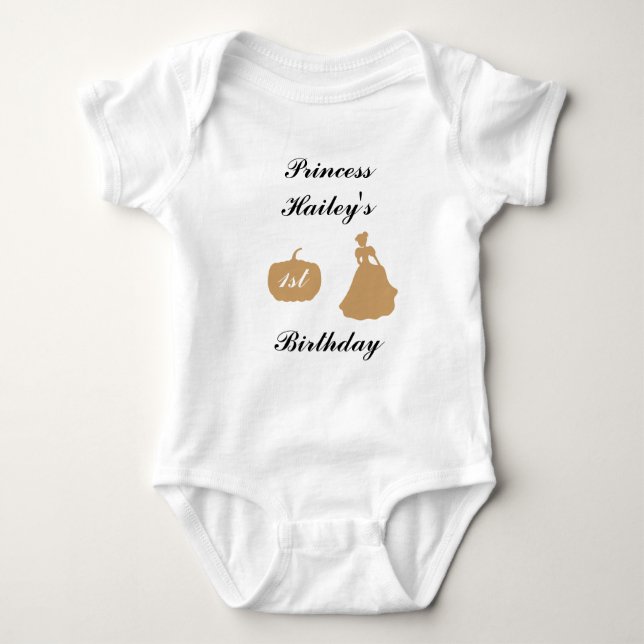 Cinderella 1st Birthday Party T-Shirt (Framsida)