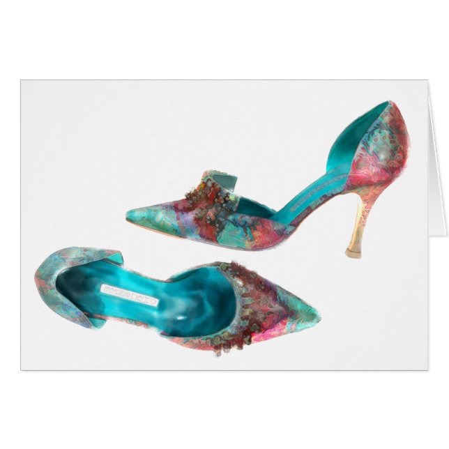 Cinderella Beaded Brocade Pumps Hälsningskort (Framsidan Horizontal)