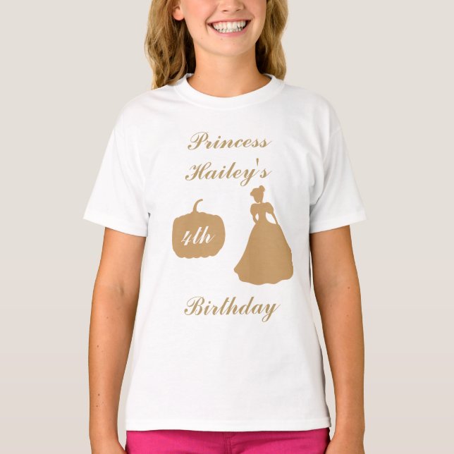 Cinderella Birthday Princess T-Shirt (Framsida)