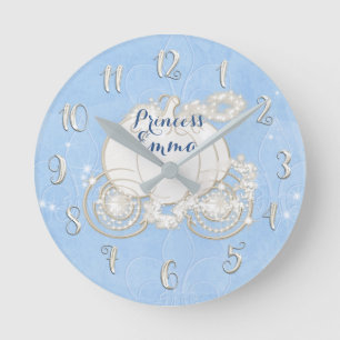 Cinderella Blue Princess Gnistra Carriage Anpassni Rund Klocka