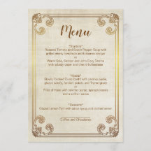 CINDERELLA BRÖLLOP MENU-KORT