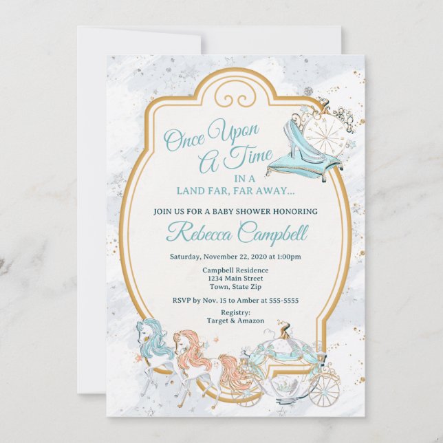 Cinderella Carriage Baby Shower-inbjudan Inbjudningar (Framsida)