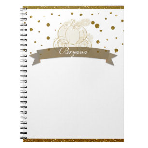 Cinderella Carriage Guld Glitter Dots Notebook Anteckningsbok