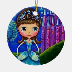 Cinderella Castle Tiara Stort öga Doll Cute Julgransprydnad Keramik
