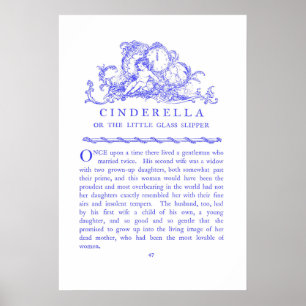 Cinderella Fairy Tale Bok Blue Poster