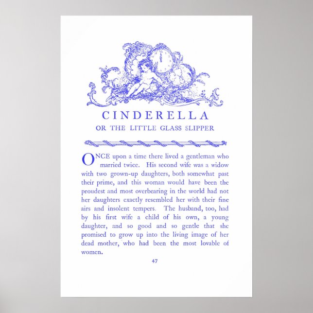 Cinderella Fairy Tale Bok Blue Poster (Framsidan)
