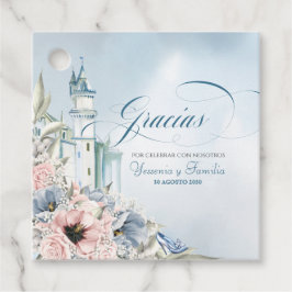 Cinderella Fairy Tale Light Blue Rosa Spanska Gåvor Etiketter