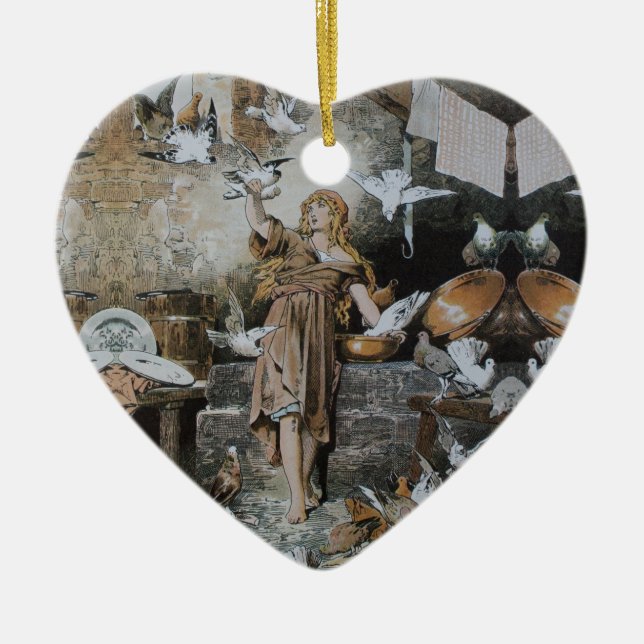 Cinderella - Fairy tale - Märchen - Grimm Julgransprydnad Keramik (Framsidan)