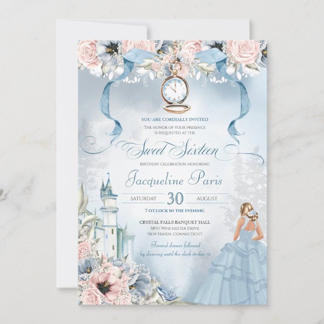 Cinderella Fairy Tale Princess Sweet 16 Birthday I Inbjudningar (Framsida)