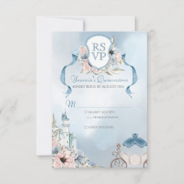 Cinderella Fairytale Elegant Blue Rosa Quinceanera OSA Kort