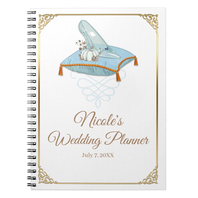 Cinderella Glass Slipper Elegant bröllop Planner Anteckningsbok (Framsidan)