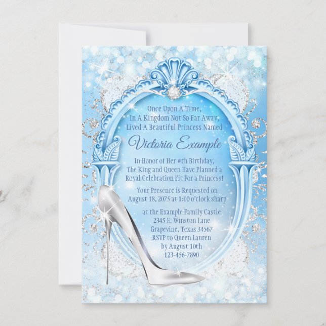 Cinderella Glass Slipper Quinceanera Inbjudningar (Framsida)