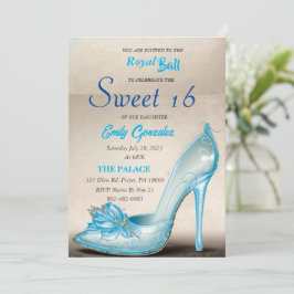 Cinderella Glass Slipper Sweet 16 inbjudningar