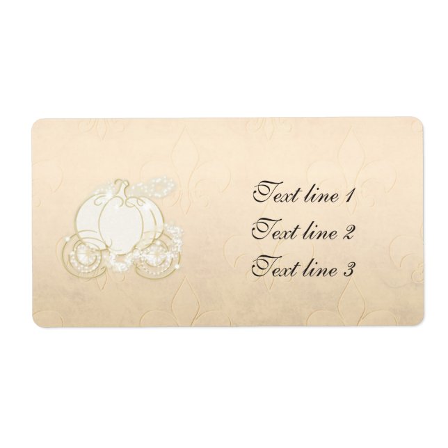 Cinderella Guld Carriage Champagne Princess Etiket Fraktsedel (Framsidan)