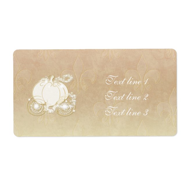 Cinderella Guld Carriage Champagne Princess Label Fraktsedel (Framsidan)