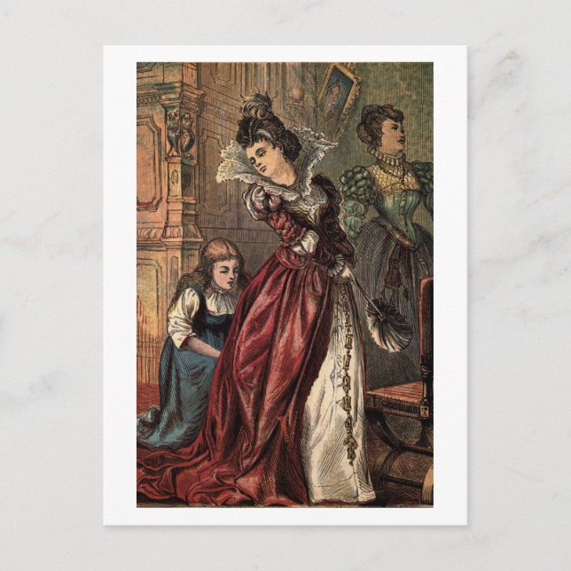 Cinderella Hjälper henne Steg-Sisters Vykort (Framsida)