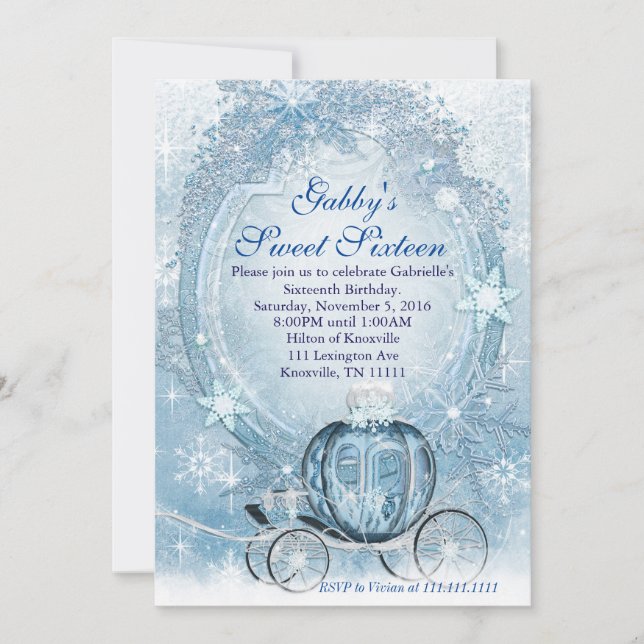 Cinderella-inbjudan, Cinderella-Sweet sixteen Inbjudningar (Framsida)