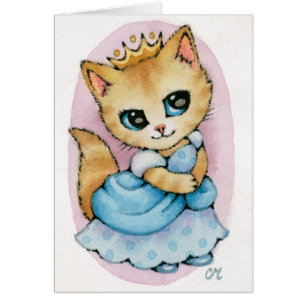 Cinderella kattunge - gullig sagakattkonst hälsningskort