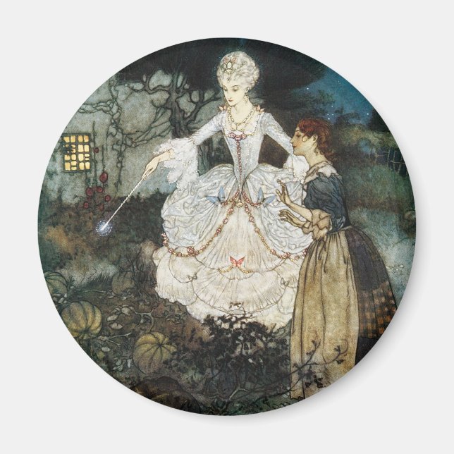 Cinderella och Fairy Godmor Magnet (Framsidan)